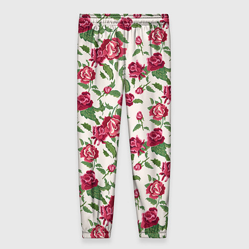 Женские брюки Узор из красных роз / 3D-принт – фото 2