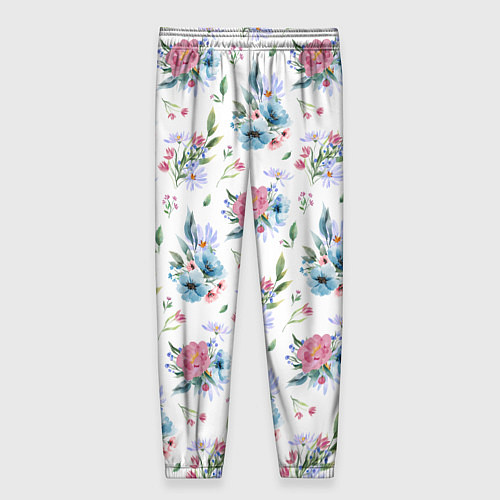 Женские брюки Весенние акварельные цветы / 3D-принт – фото 2