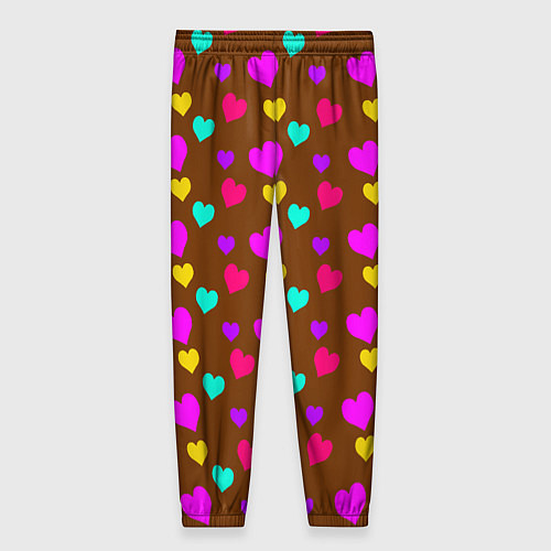 Женские брюки Сердечки разноцветные / 3D-принт – фото 2