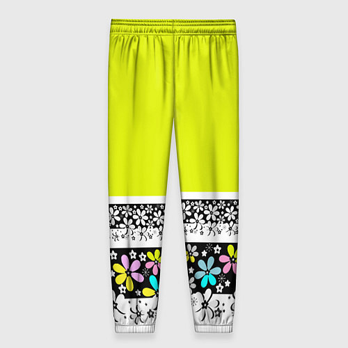 Женские брюки Яркий цветочный узор / 3D-принт – фото 2