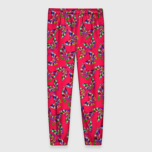 Женские брюки Бабочки на красном фоне / 3D-принт – фото 2