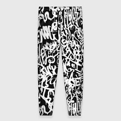 Брюки женские Graffiti white on black, цвет: 3D-принт