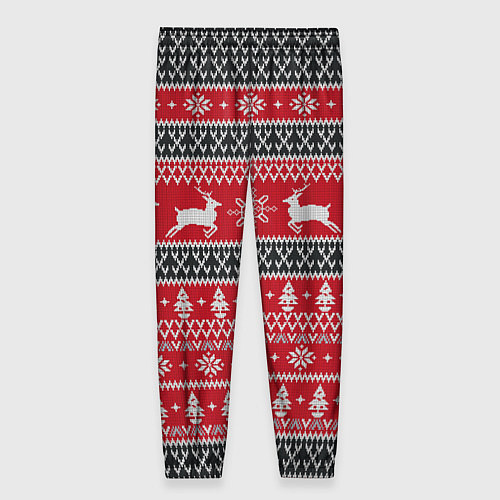 Женские брюки НОВОГОДНИЙ УЗОР С ОЛЕНЯМИ / 3D-принт – фото 2