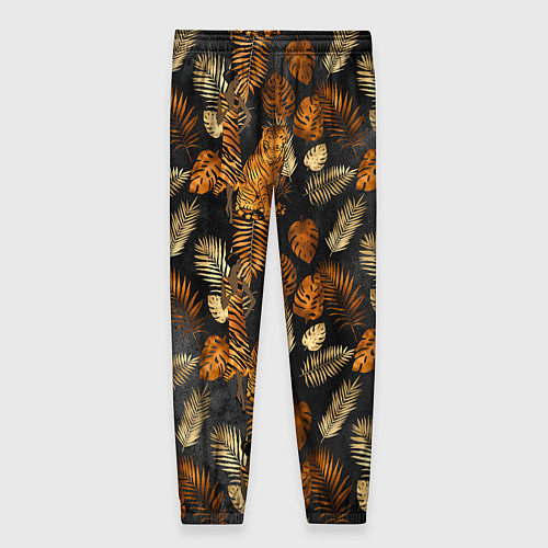 Женские брюки Тигры и листья Тропики / 3D-принт – фото 2