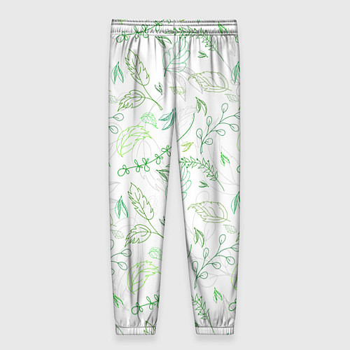 Женские брюки Хаос из зелёных веток и листьев / 3D-принт – фото 2