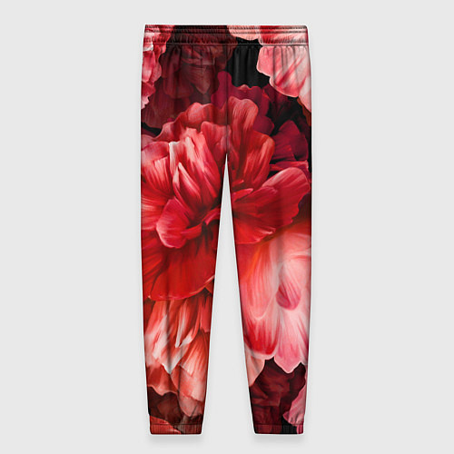 Женские брюки Цветы Красные Пионы / 3D-принт – фото 2