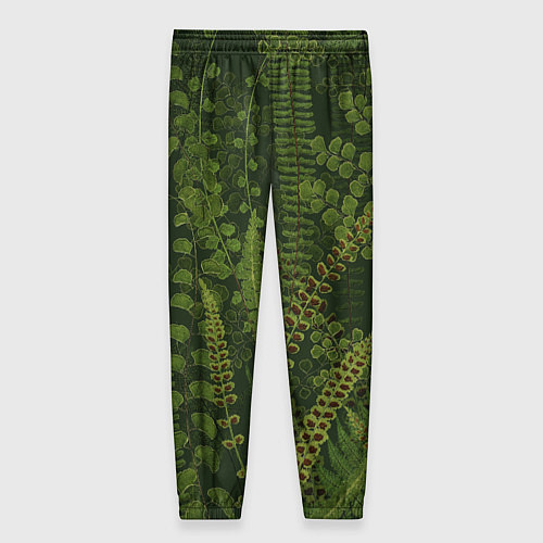 Женские брюки Цветы Зеленые Папоротники / 3D-принт – фото 2