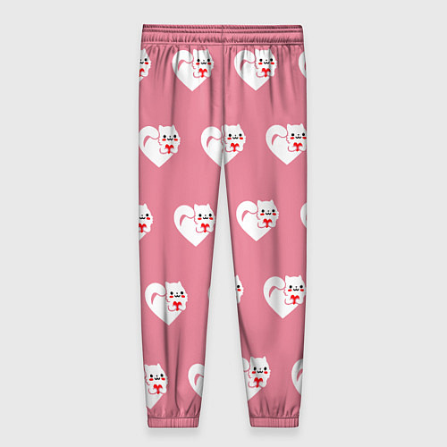 Женские брюки Орнамент сердце кот / 3D-принт – фото 2