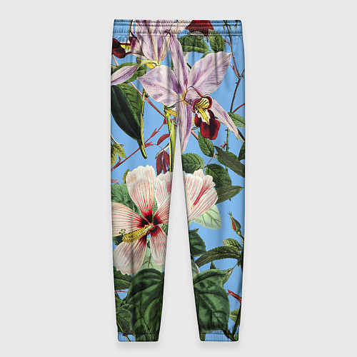 Женские брюки Цветы Сине-Цветочный Букет / 3D-принт – фото 2