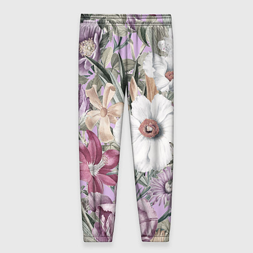 Женские брюки Цветы Фиолетовый Клематис / 3D-принт – фото 2