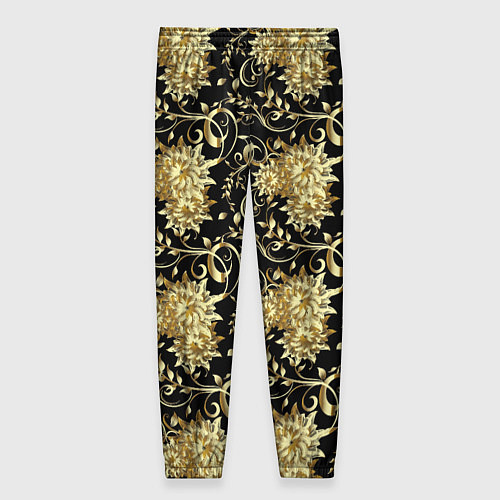 Женские брюки Золотые абстрактные цветы / 3D-принт – фото 2