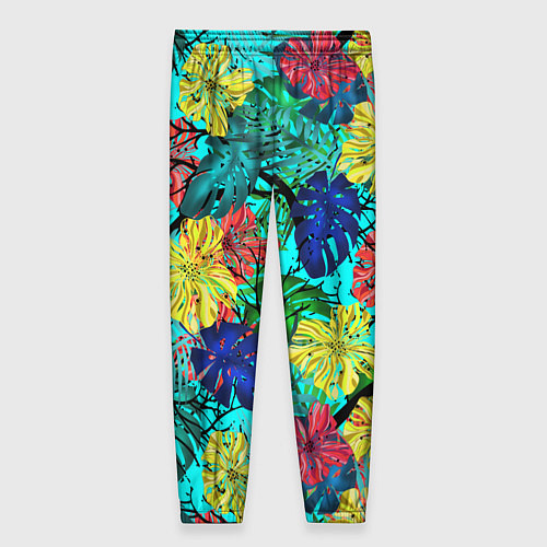 Женские брюки Тропические растения на бирюзовом фоне / 3D-принт – фото 2