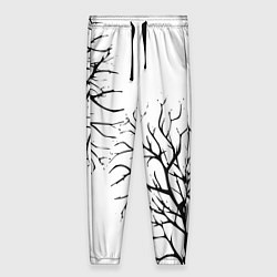 Женские брюки Черные ветки деревьев на белом фоне