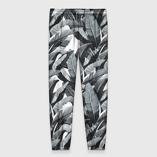 Женские брюки Чёрно-белые Листья Пальм / 3D-принт – фото 2