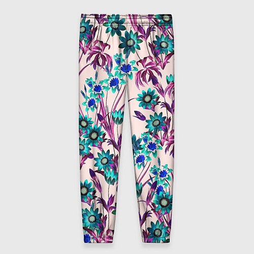 Женские брюки Цветы Летние Фиолетовые Рудбеки / 3D-принт – фото 2
