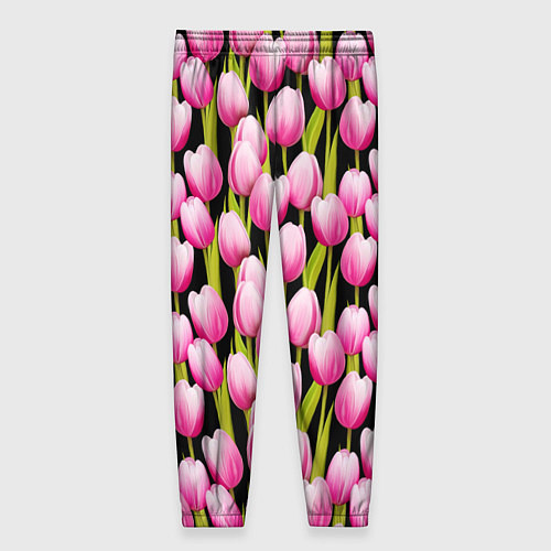 Женские брюки Цветы Розовые Тюльпаны / 3D-принт – фото 2