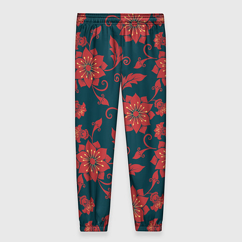 Женские брюки Red flowers texture / 3D-принт – фото 2