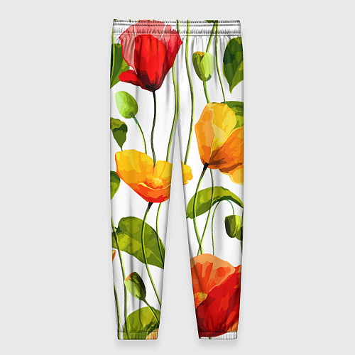 Женские брюки Волнообразный узор из цветков мака Лето / 3D-принт – фото 2