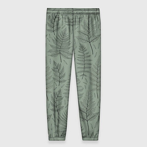 Женские брюки Листья папоротника на зеленом фоне Минимализм / 3D-принт – фото 2