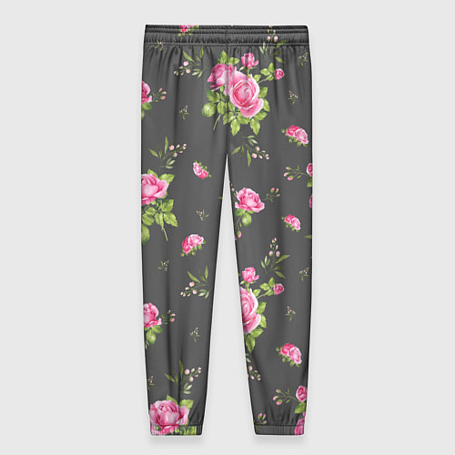 Женские брюки Розовые розы на сером фоне / 3D-принт – фото 2