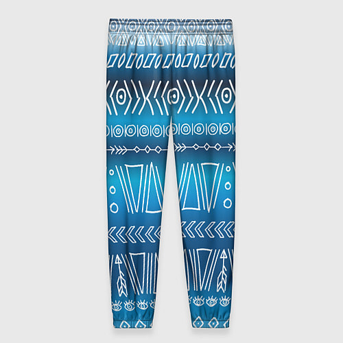 Женские брюки Узор в стиле бохо на синем фоне / 3D-принт – фото 2