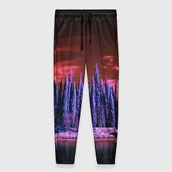 Женские брюки Абстрактный фиолетовый лес и тёмная река