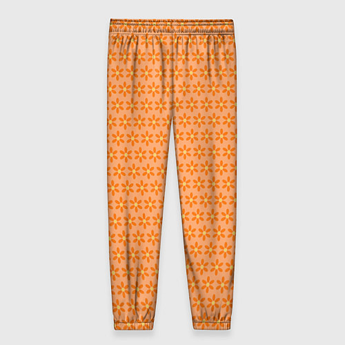 Женские брюки Оранжево-желтые цветочки / 3D-принт – фото 2