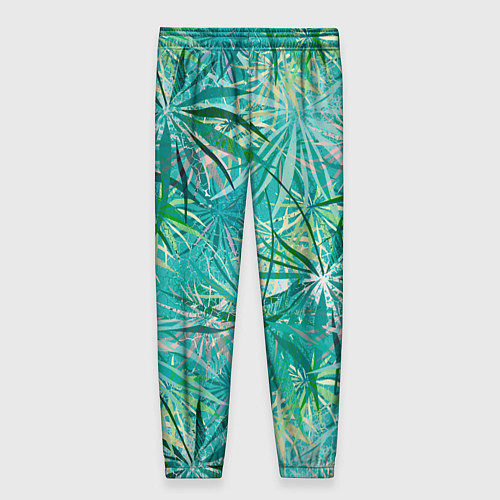 Женские брюки Тропические листья на зеленом фоне / 3D-принт – фото 2