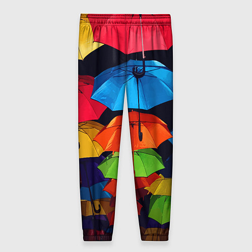 Женские брюки Разноцветные зонтики - композиция / 3D-принт – фото 2