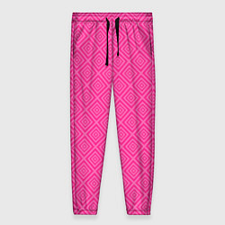 Женские брюки Розовый орнамент из квадратиков