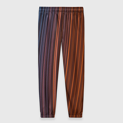 Женские брюки Абстрактные оранжевые и голубые линии во тьме / 3D-принт – фото 2
