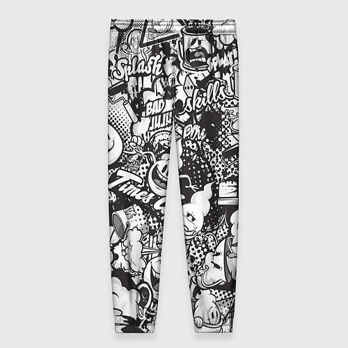 Женские брюки Граффити на белом фоне / 3D-принт – фото 2