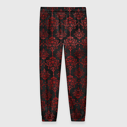 Женские брюки Красные классические узоры на черном фоне / 3D-принт – фото 2