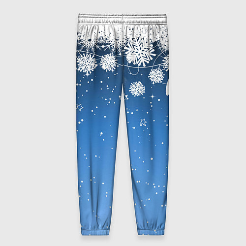 Женские брюки Снежный узор на синем фоне / 3D-принт – фото 2