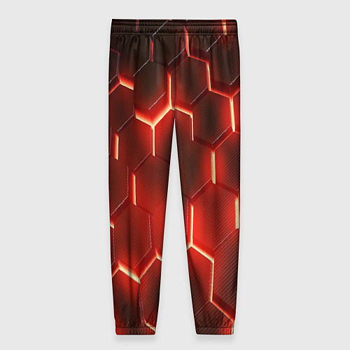 Женские брюки Светящиеся красным светом шестиугольники / 3D-принт – фото 2