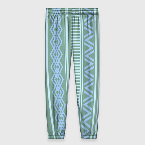 Женские брюки Зелёные и синие абстрактные узоры / 3D-принт – фото 2