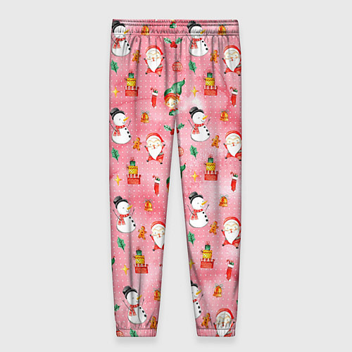 Женские брюки Новый год - снеговики / 3D-принт – фото 2