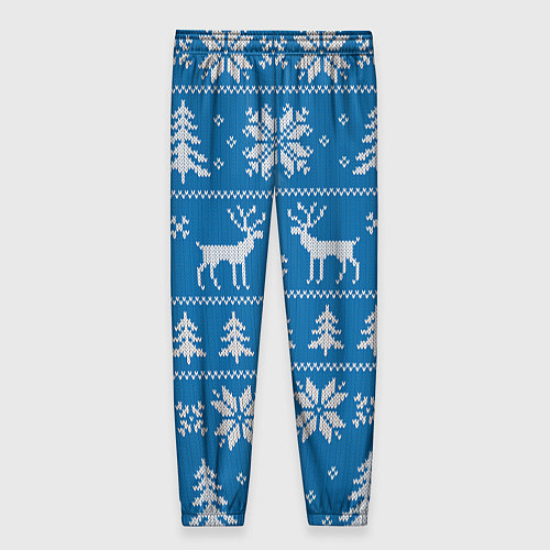 Женские брюки Рождественский синий свитер с оленями / 3D-принт – фото 2
