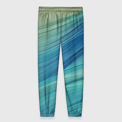 Женские брюки Абстрактные синезелёные волны / 3D-принт – фото 2