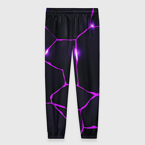 Женские брюки Фиолетовые неоновые трещины / 3D-принт – фото 2