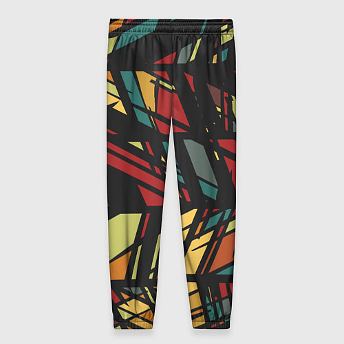 Женские брюки Абстракция в разноцветных линиях / 3D-принт – фото 2