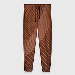 Женские брюки Абстрактные белые линии на коричневом паттерне