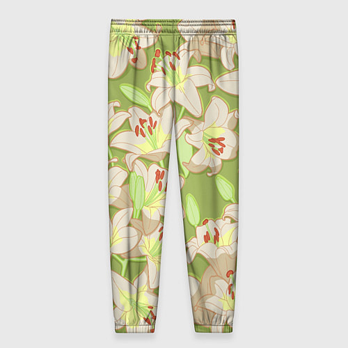 Женские брюки Нежные цветы - лилии: цветной паттерн / 3D-принт – фото 2