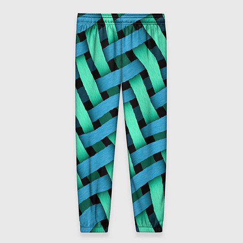 Женские брюки Сине-зелёная плетёнка - оптическая иллюзия / 3D-принт – фото 2