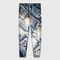 Женские брюки Абстрактное жидкое белое и синее стекло