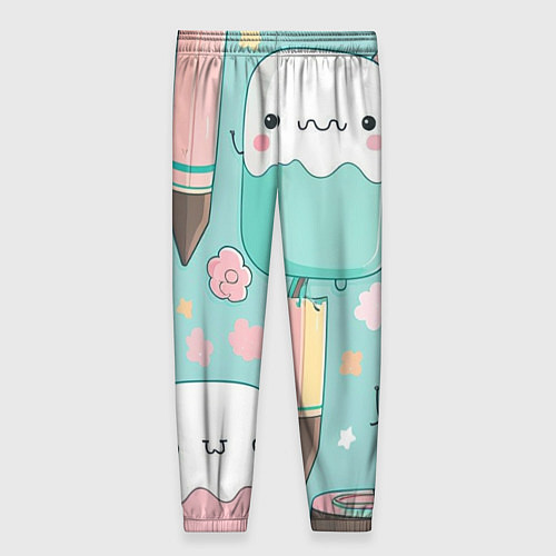 Женские брюки Милые предметы с лицами / 3D-принт – фото 2