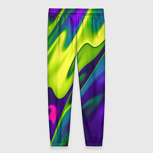 Женские брюки Сине-зелёное и фиолетовое абстрактное слияние / 3D-принт – фото 2