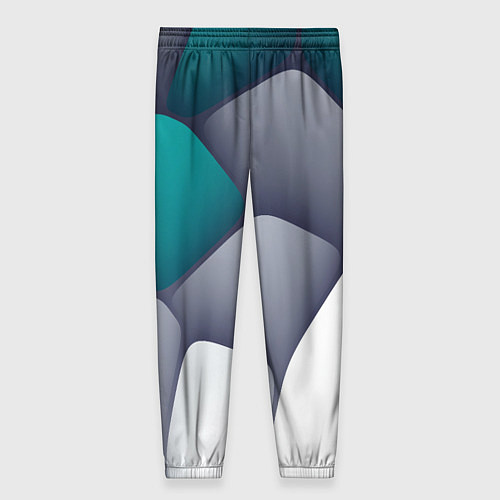 Женские брюки Серо-бело-синий каменный паттерн / 3D-принт – фото 2