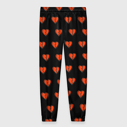 Женские брюки Разбитые сердца на черном фоне / 3D-принт – фото 2