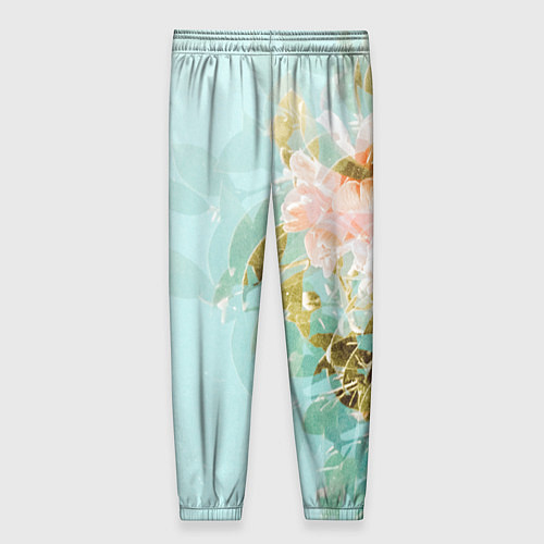 Женские брюки Светло-синий цветочный паттерн / 3D-принт – фото 2